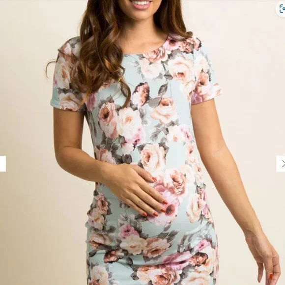 slim fit dress slacks Angel Maternity Sophie Maternity Floral Dress main image 1